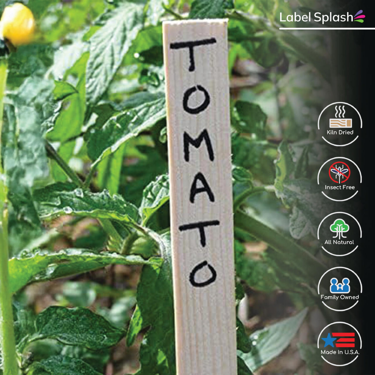 Label Splash durable pine stakes endure outdoor use while staying lightweight.