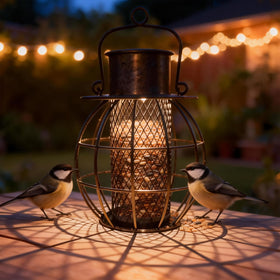 LAbyrent retro lantern bird feeder adds classic charm to garden decor.