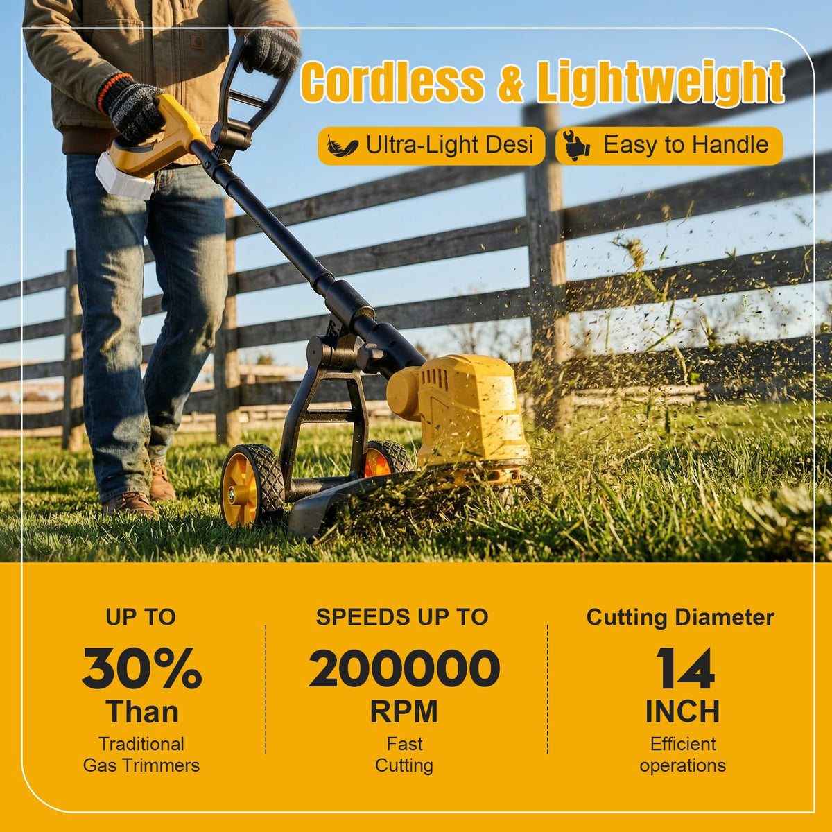 Lacoco 750W motor delivers strong trimming power with quieter operation.