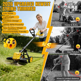 Lacoco wheeled weed eater reduces arm fatigue during long sessions.