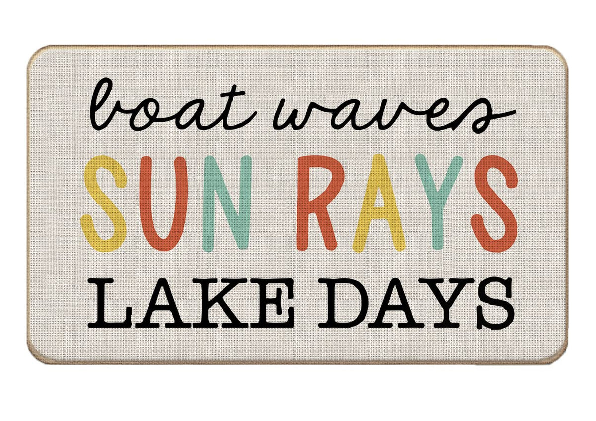 Lacosu summer boat waves doormat with decorative pattern and anti-slip surface for entryways.