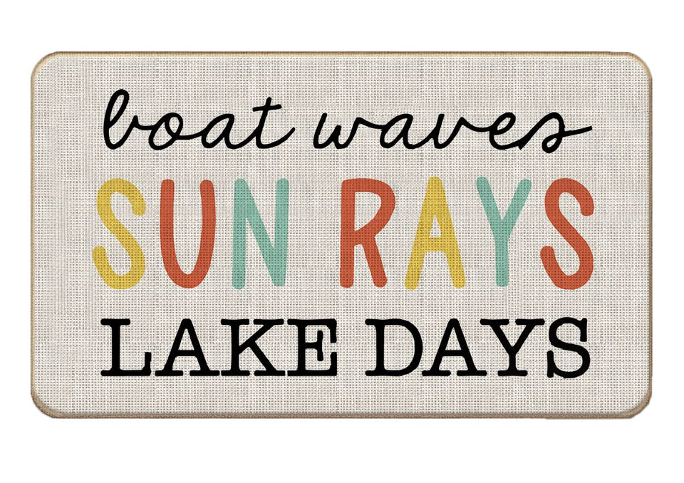 Lacosu summer boat waves doormat with decorative pattern and anti-slip surface for entryways.
