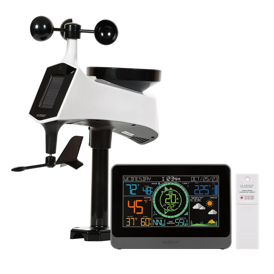 La Crosse 328-1415 front view shows professional color weather display for quick checks