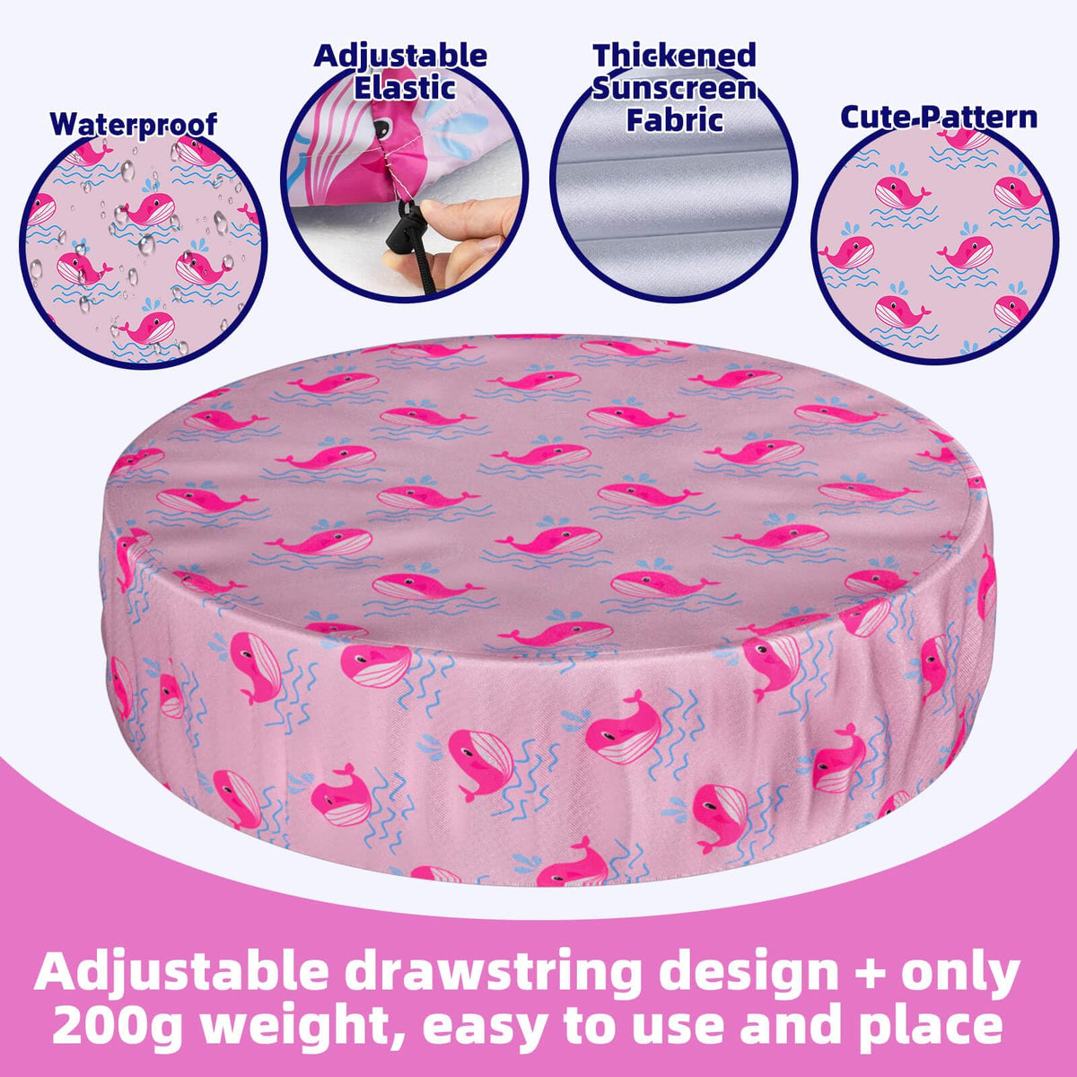 Ladadee dog pool cover for 48-inch pool with drawstring keeps leaves out.
