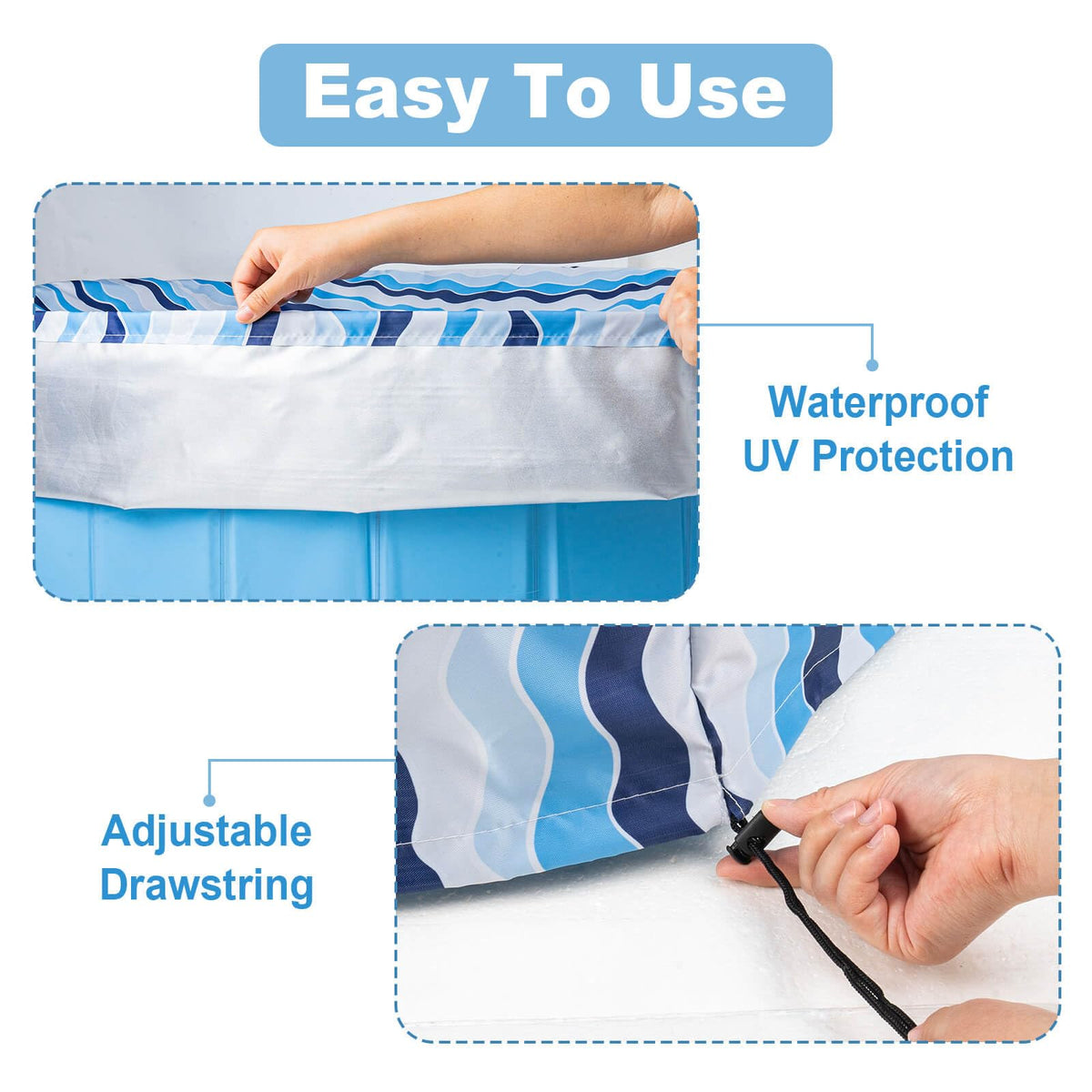 Ladadee drawstring-secure-fit cover keeps pool clean and wind-resistant