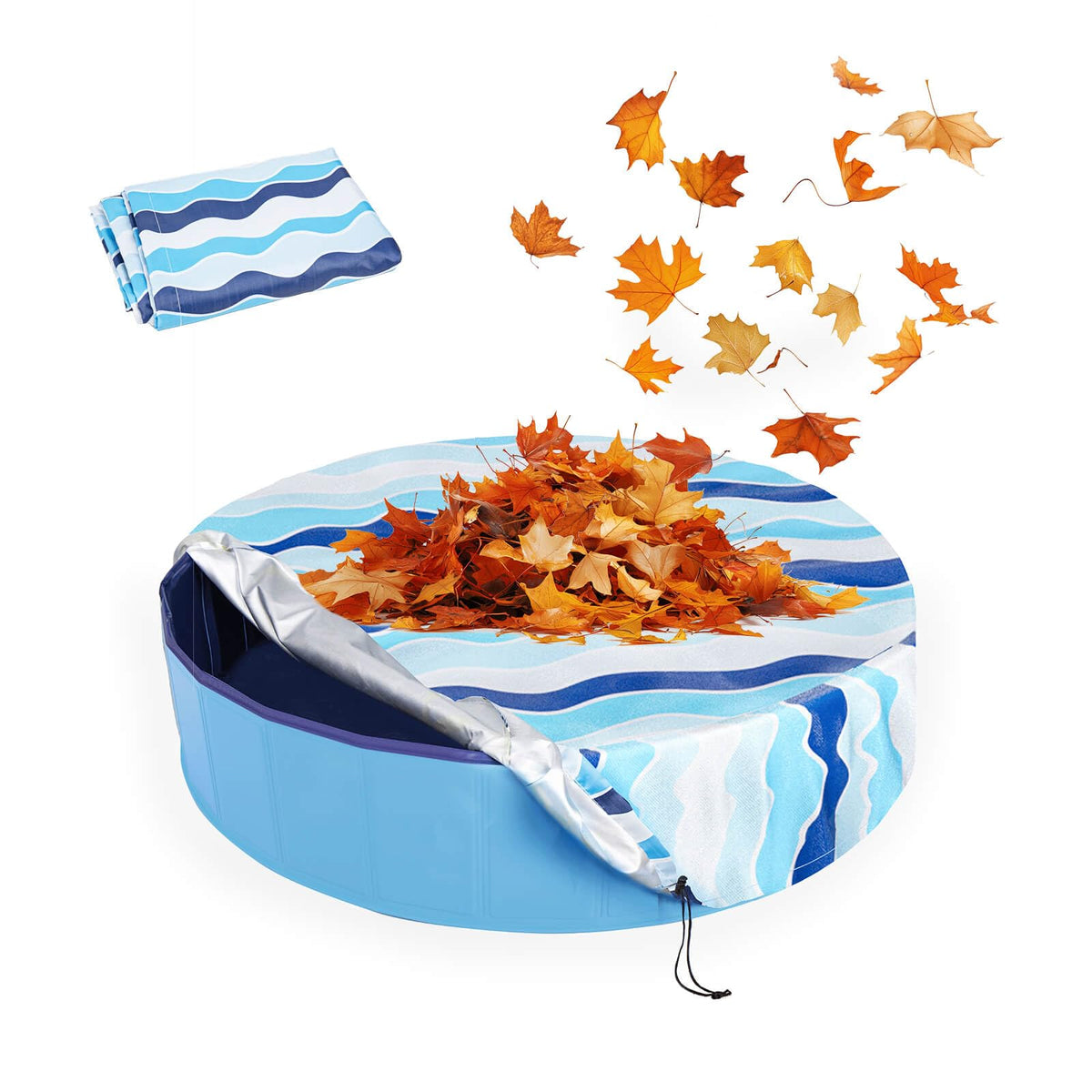 Ladadee foldable dog pool cover 32-inch drawstring secure fit shields from leaves