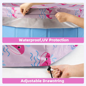 Ladadee foldable pool cover folded compact for travel and storage.