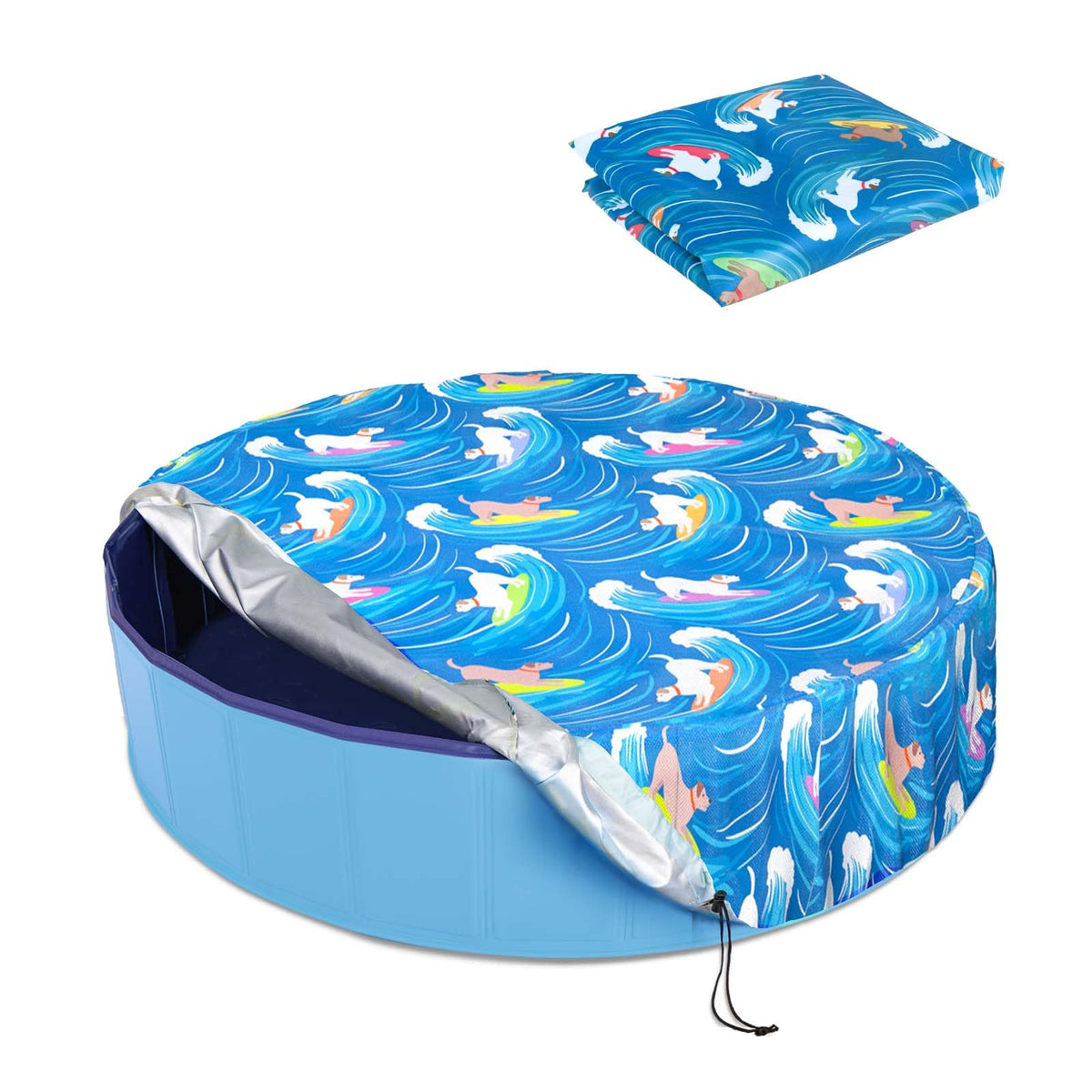 Ladadee foldable round pool cover for 32in diameter protects pool from debris.