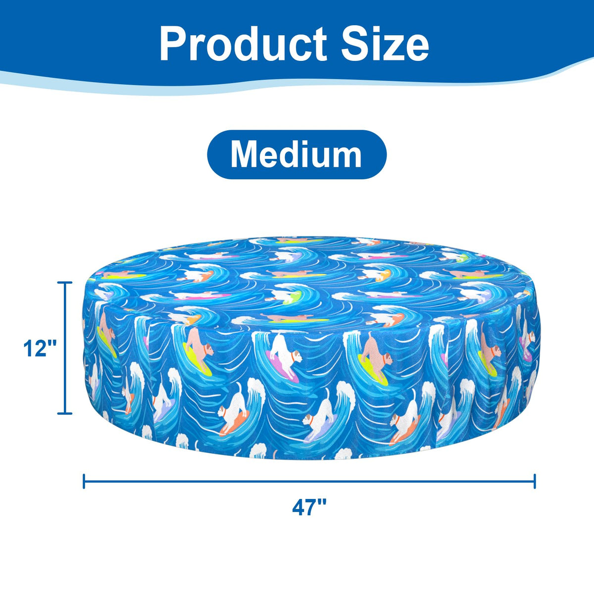 Ladadee foldable round pool cover for 63in diameter shields larger tubs from sun and debris.