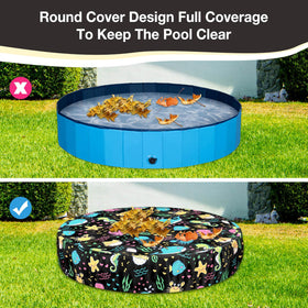 Ladadee folded round pool cover stores compactly for easy seasonal storage