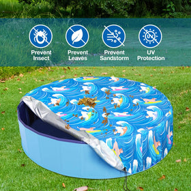 Ladadee ocean-pattern round pool cover adds playful outdoor charm.