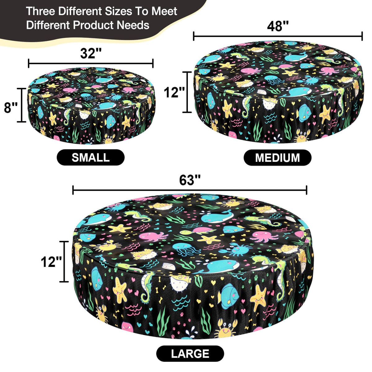 Ladadee PVC-coated ocean-pattern pool cover for rain and sun protection