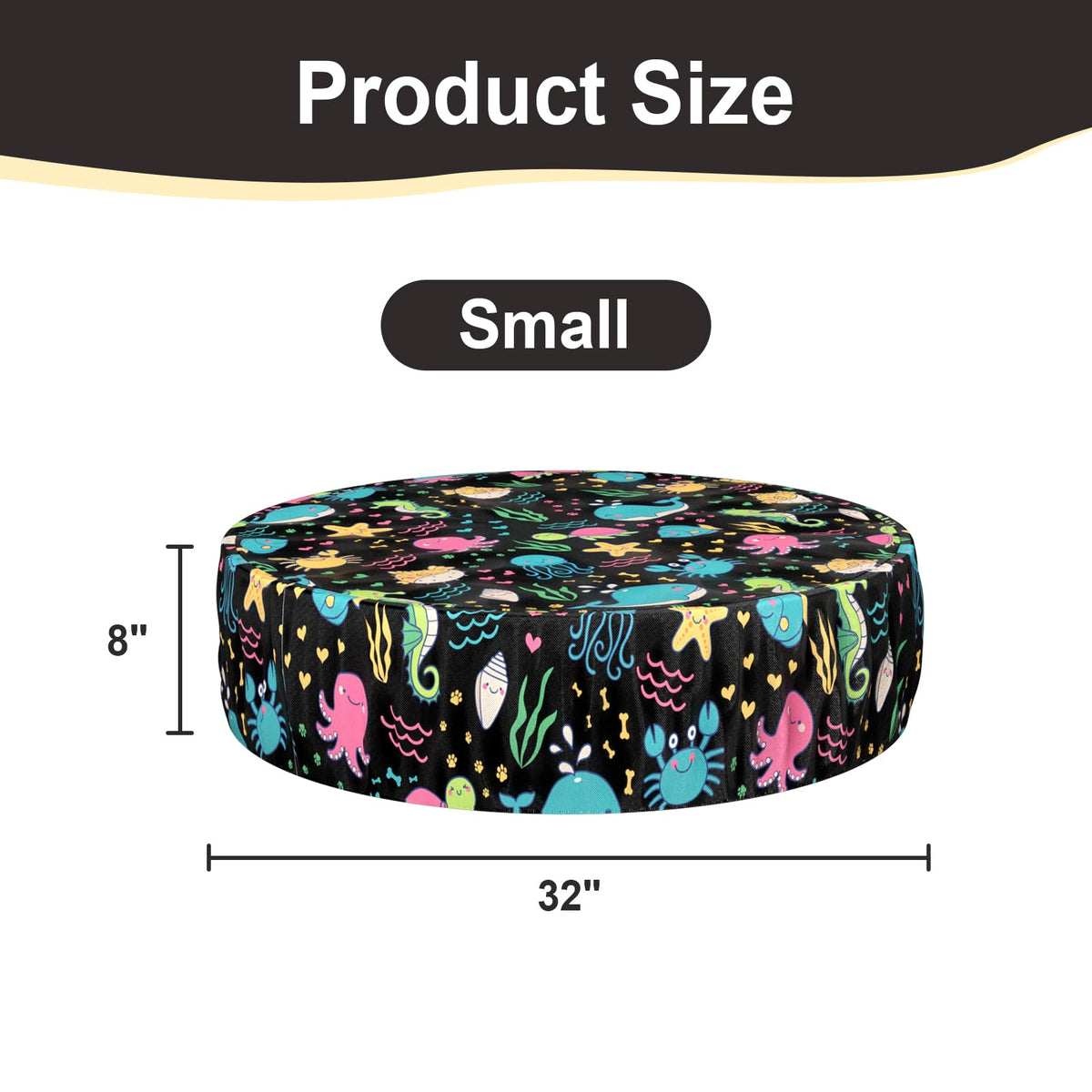 Ladadee round pool cover 63in ocean pattern keeps outdoor pools clean