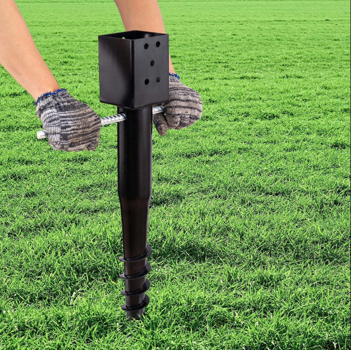 LADECH 27inch anchor installed in soil with visible rebar