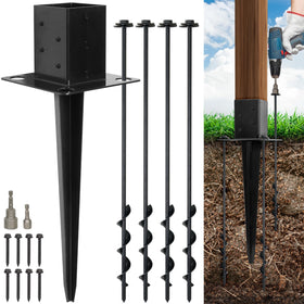 LADECH 4x4 fence post anchor with 24-inch base for sturdy fence installation.