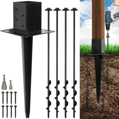 LADECH 4x4 fence post anchor with 24-inch base for sturdy fence installation.