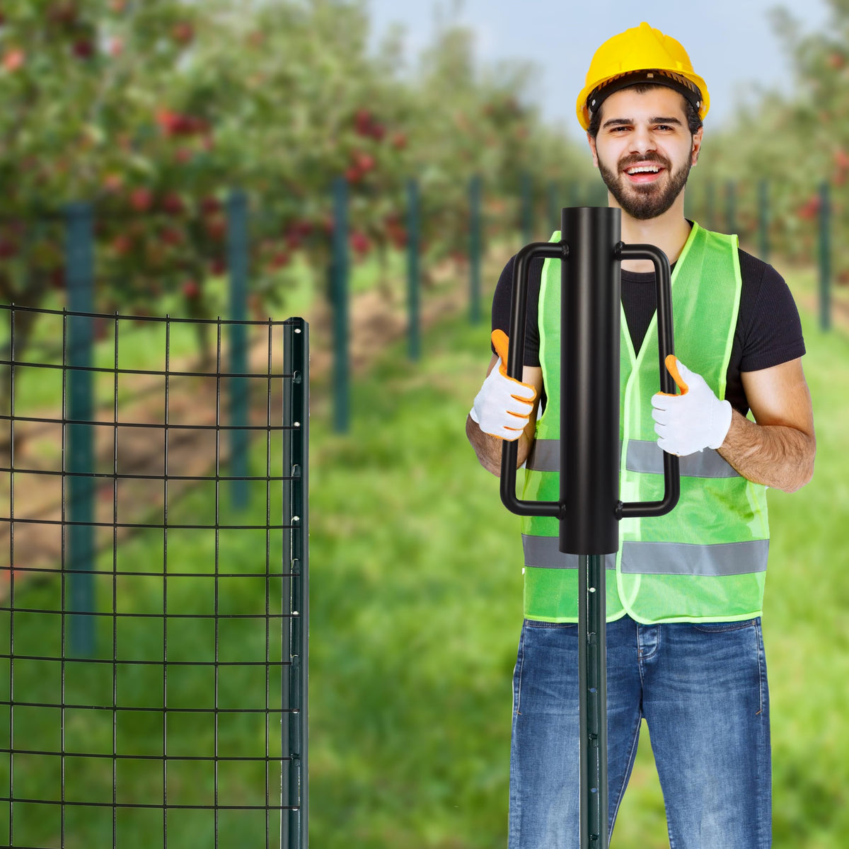 LADECH fence post driver with comfortable handles provides secure, controlled operation.