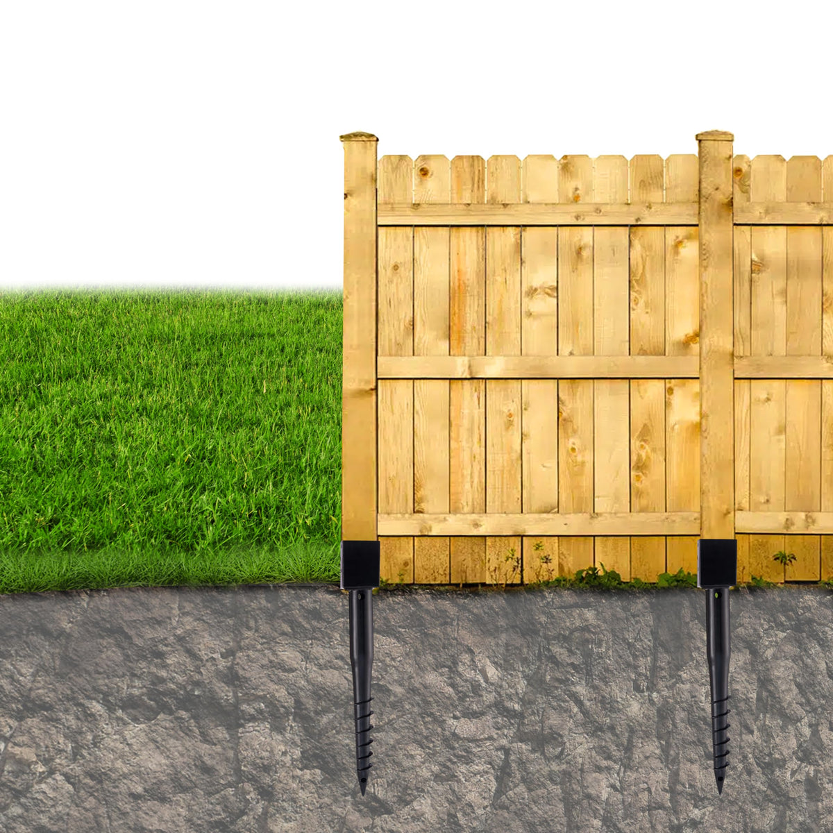 LADECH ground anchor used for fence post support