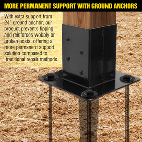 LADECH ground anchors secured in four corners for reliable post stability.