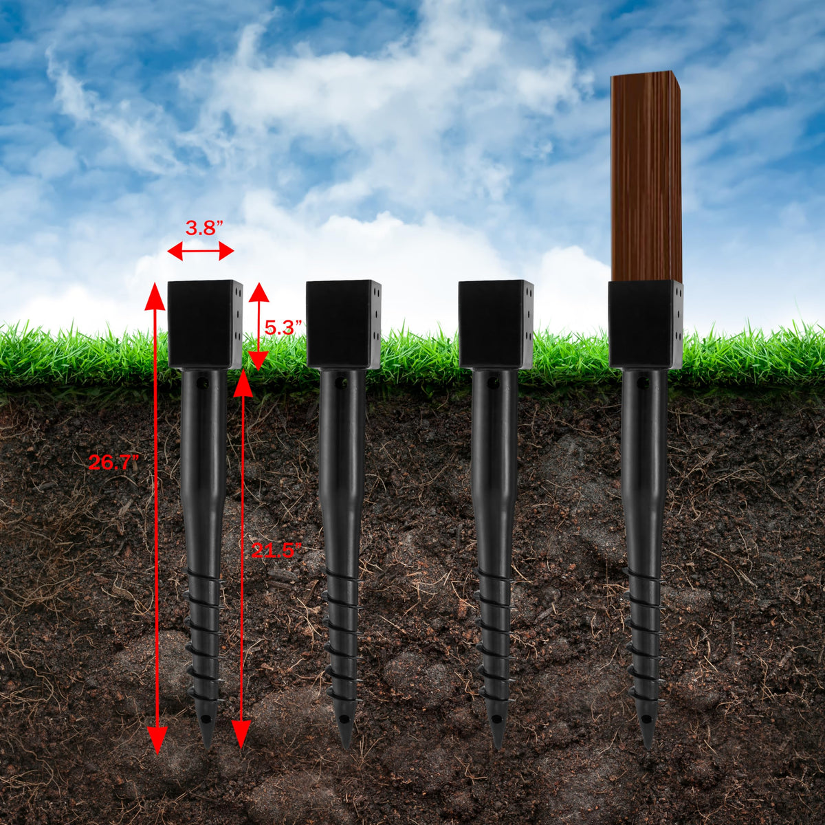 LADECH no dig anchor fits standard 4x4 posts for easy mounting