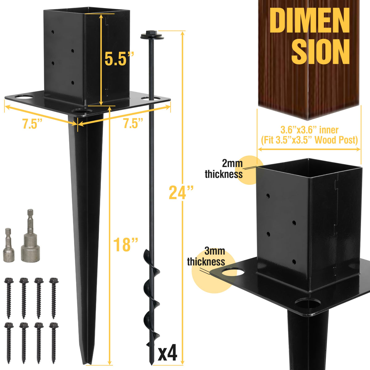 LADECH powder-coated metal anchor resists weather and corrosion.