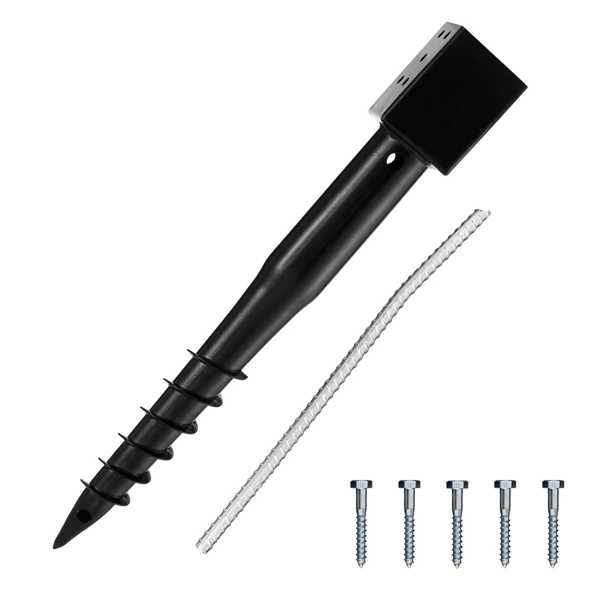 LADECH Premium No Dig Ground Anchor 27inch securing a fence post