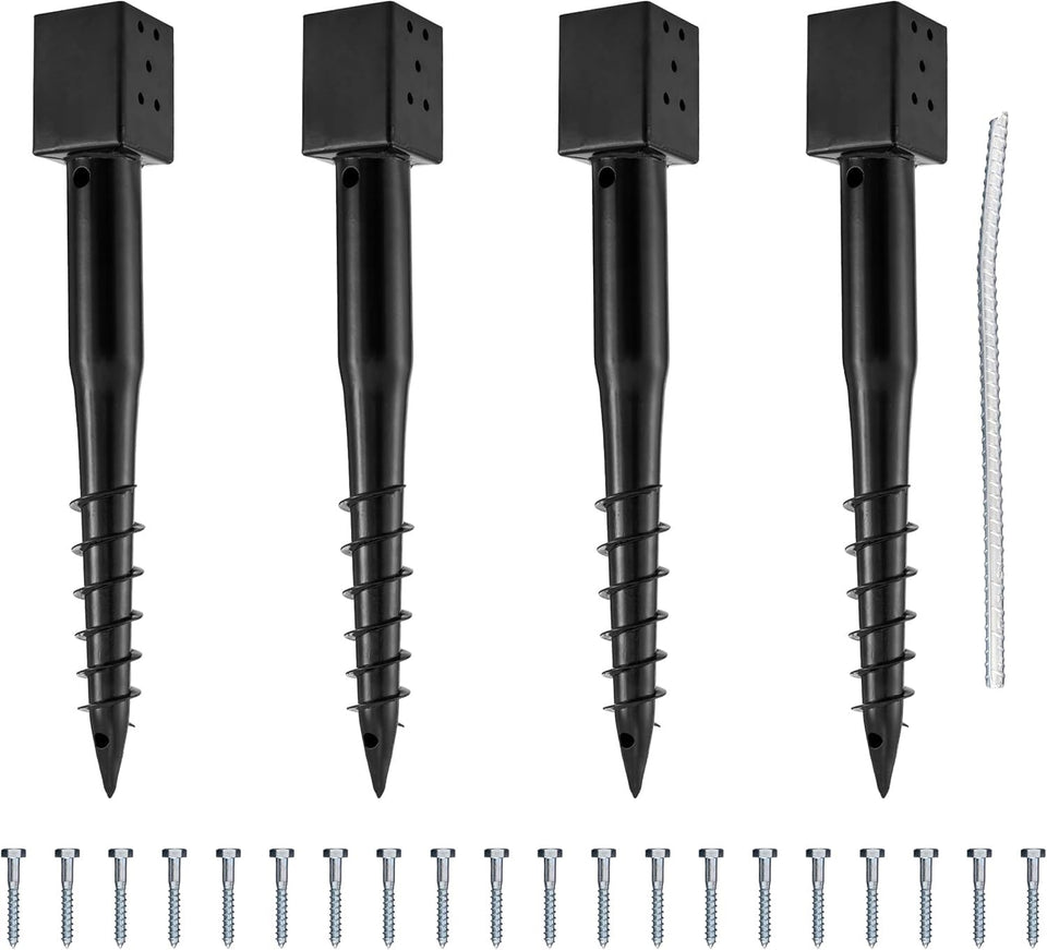 LADECH ground anchor four-pack ready for stable post installation