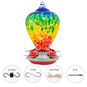 LaElvish Garden hand-blown rainbow glass, vivid color enhances outdoor spaces.