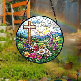 Lafans cross suncatcher window decor perfect for year-round display and seasonal celebrations.