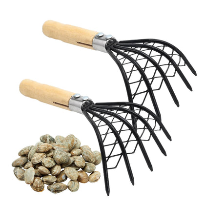 laffoonparts claw rake with basket exposes clams quickly with rust-resistant stainless steel teeth.