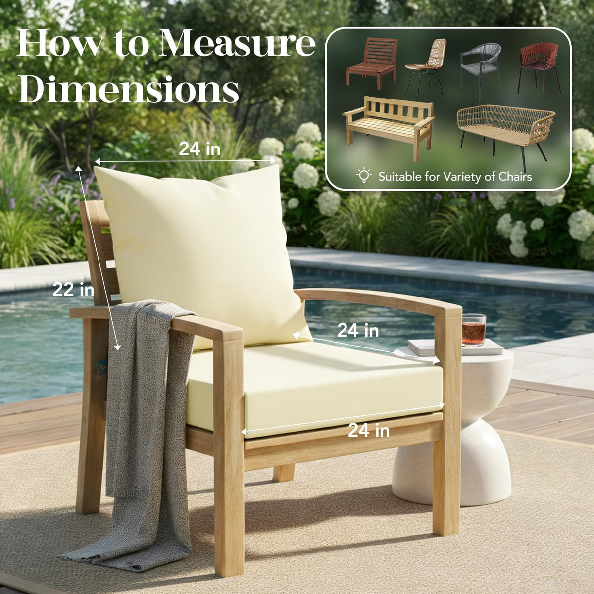 L'AGRATY hidden zipper helps prevent water seepage and protects the cushion core.