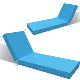 L'AGRATY blue 72x21x3 in outdoor chaise cushion set, two-pack for poolside lounging