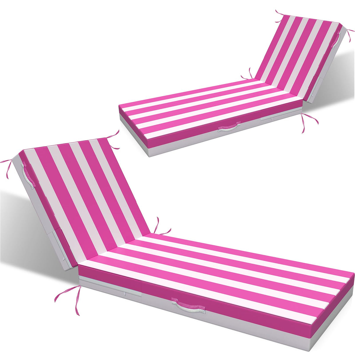 L'AGRATY outdoor lounge chaise cushion blue-white two-piece for poolside comfort