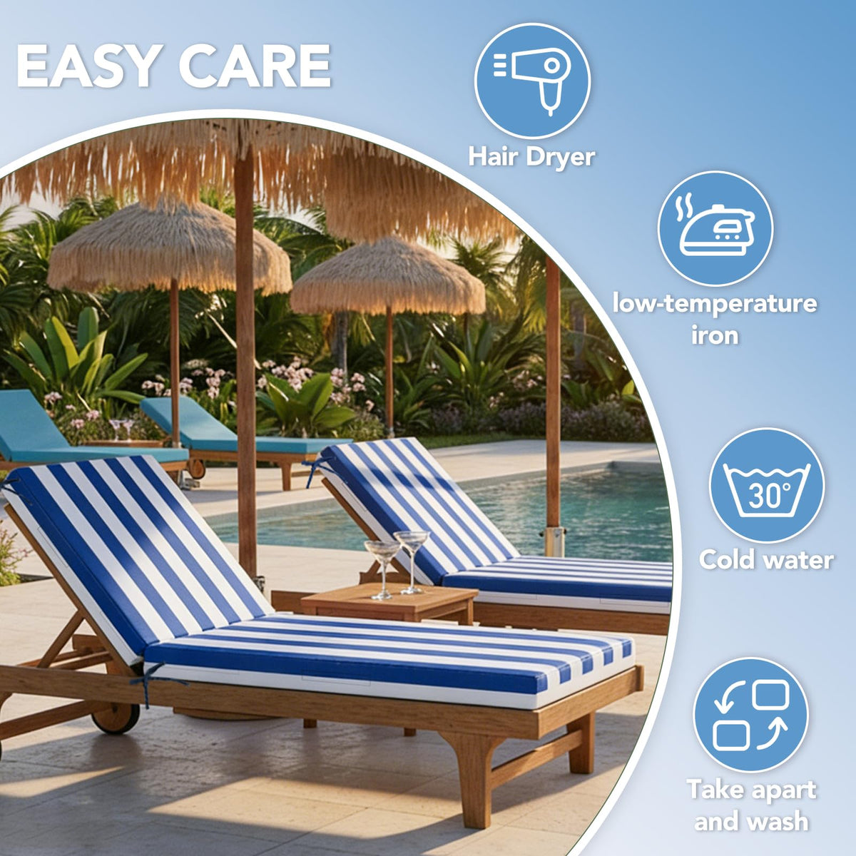 L'AGRATY weather-resistant fabric resists UV fading and moisture.