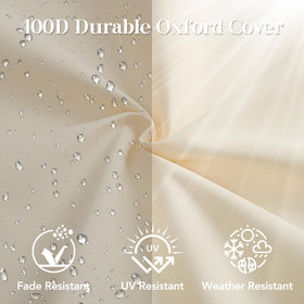 L'AGRATY weatherproof fabric on cushions resists spills and sun fading.