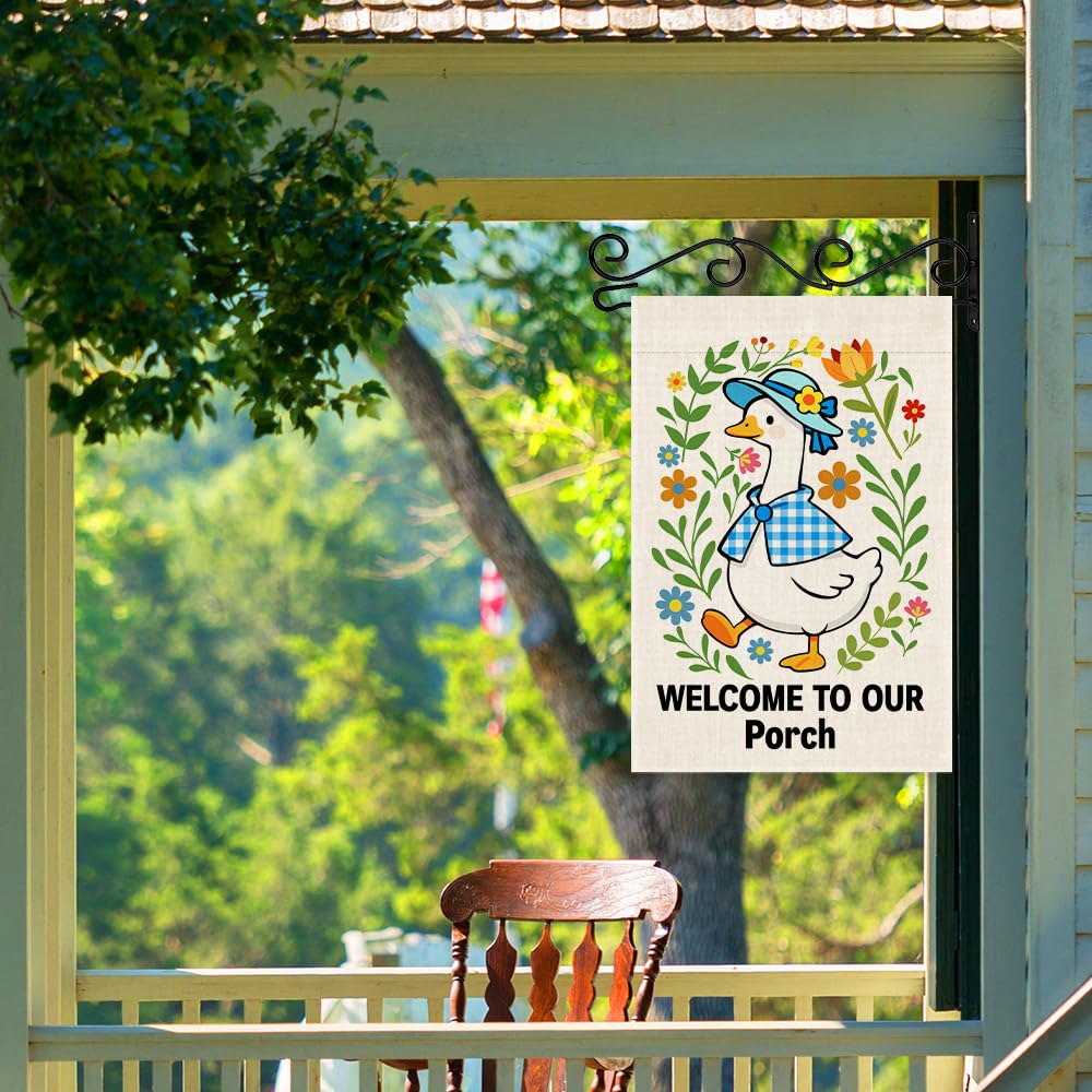 LAGZDFC garden porch linen flag adds seasonal charm.