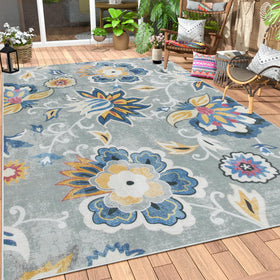 Lahome floral outdoor rug 6x9 for patio use, durable and stylish.