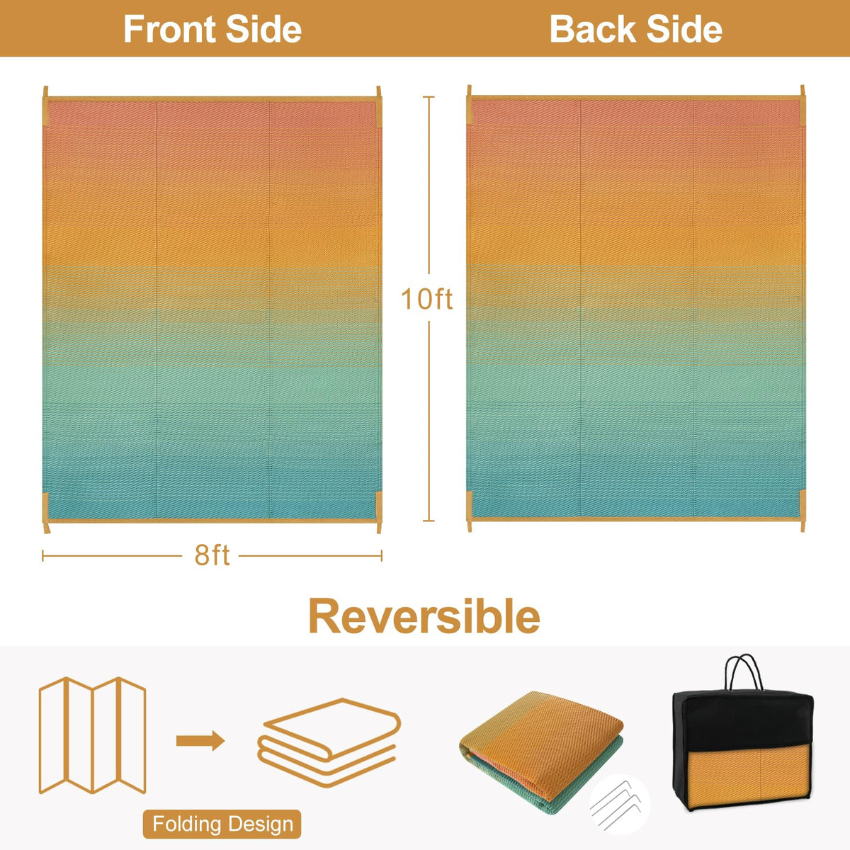 Lahome lightweight foldable plastic straw rug easy to carry on trips.