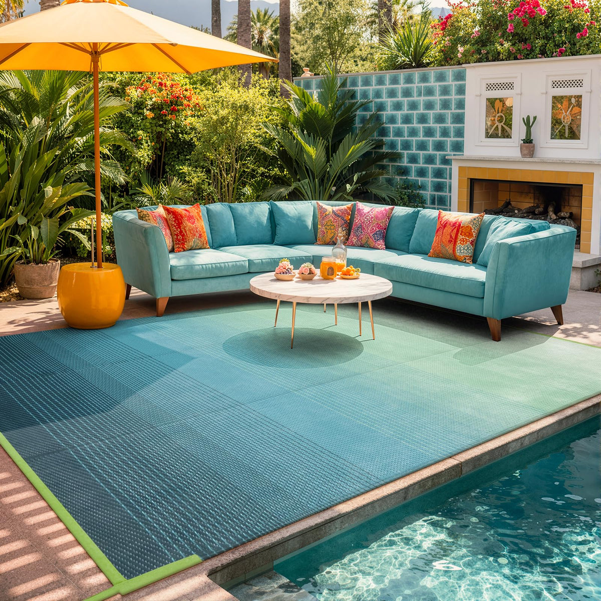 Lahome outdoor rug easy to clean and quick to dry after spills