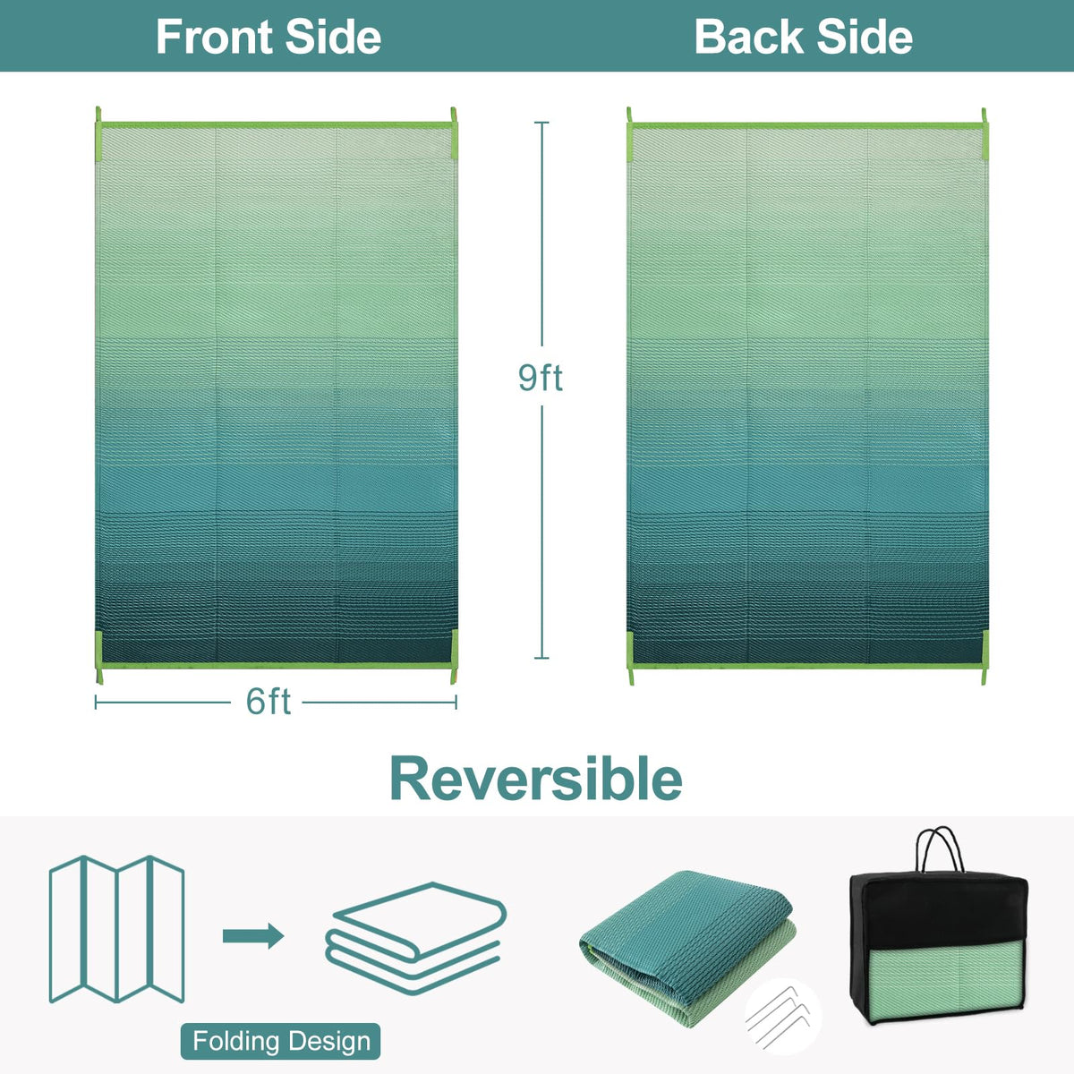 Lahome flat weave rug with neat edges for durable outdoor use