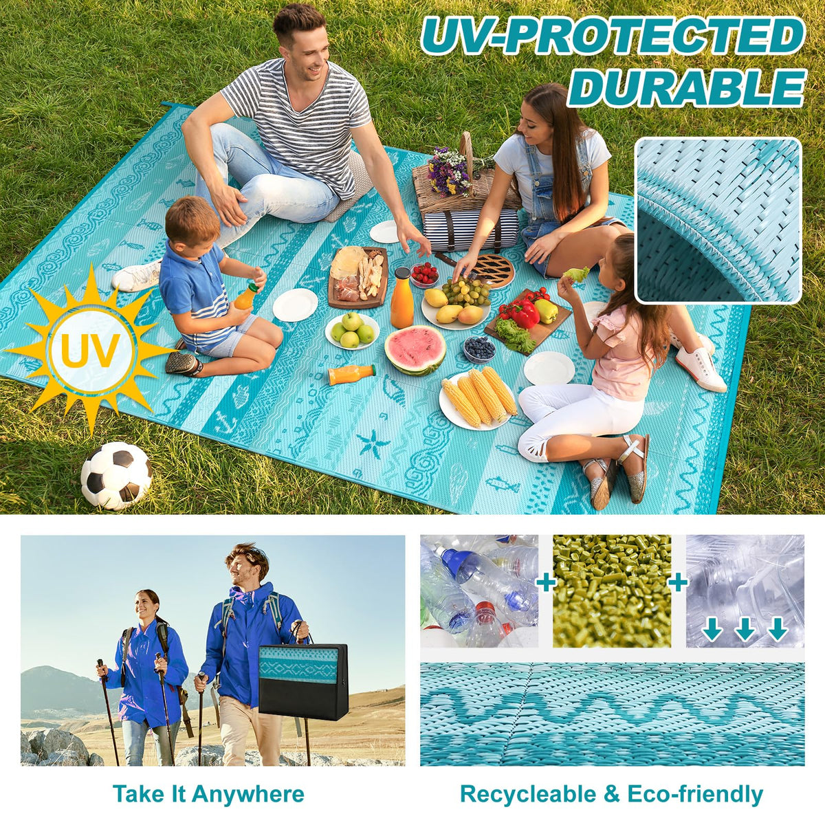 Lahome Outdoor Rug with reversible design for two looks.