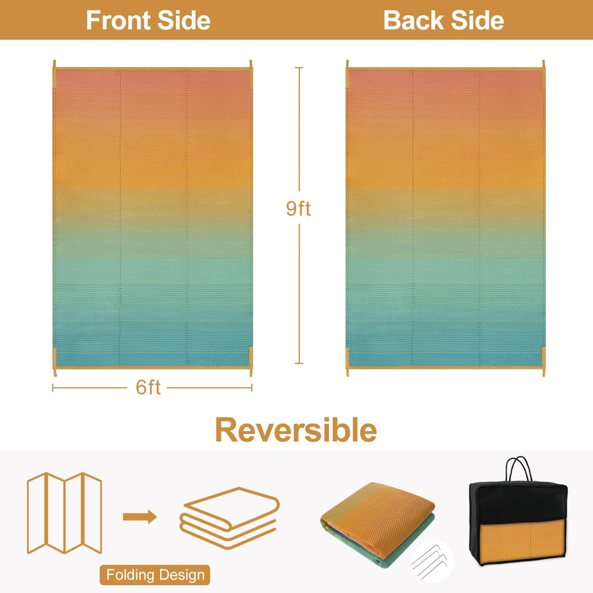 Lahome reversible rainbow design rug adds vibrant style to patios