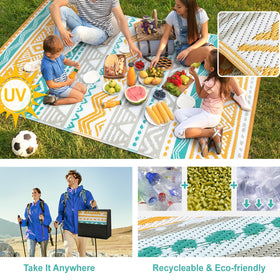Lahome waterproof outdoor rug texture helps keep outdoor surfaces clean.