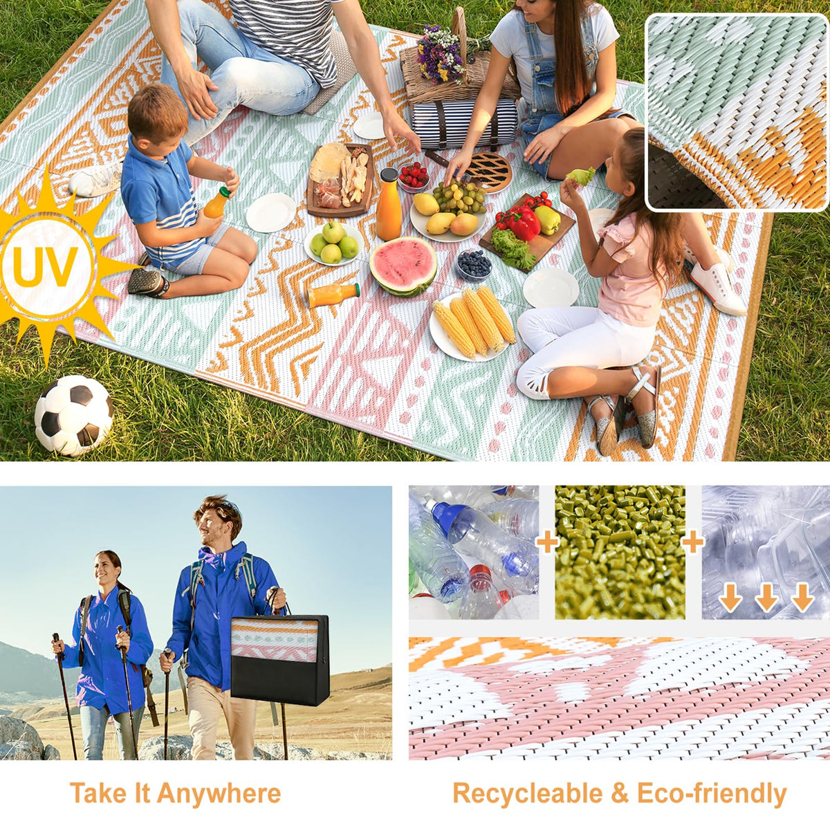Lahome reversible outdoor rug pink and orange for quick space refresh.