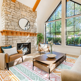 Lahome cushioned plastic straw rug soft under bare feet.