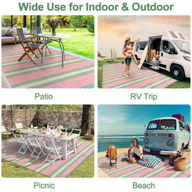 Lahome soft-texture plastic-straw rug for beach walks and yard lounging.