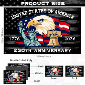 LAIAMER 3x5ft flag back view shows consistent double-sided print from any angle