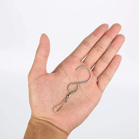 Lainin clip attached to garden bird feeder for rust-resistant outdoor use