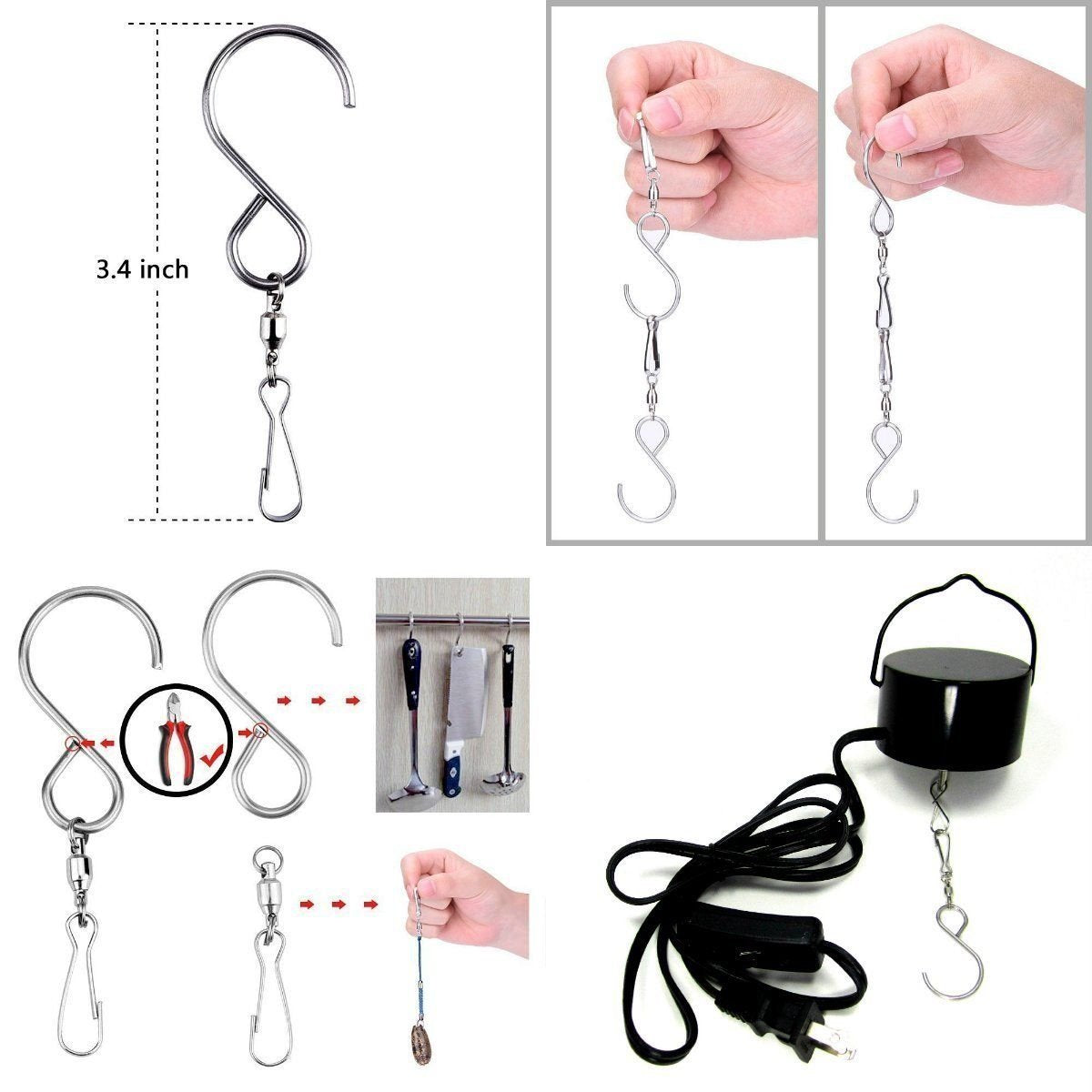 Lainin rotating display clip presenting products from multiple angles