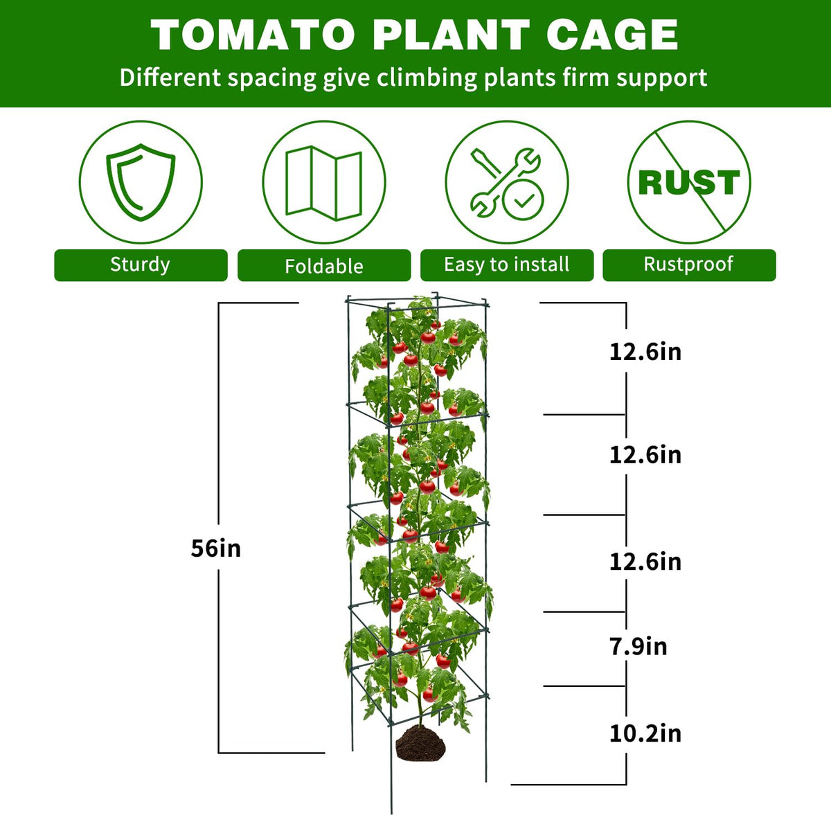 LAKNUAL 4-tier plant support cages help distribute growth with flexible spacing